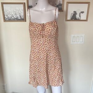 Reformation Red and Yellow Floral Mini Dress